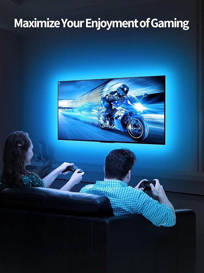 TV Lights Behind, 19.68ft LED Lights for 55-85 Inch TV, RGB TV Backlight, Music Sync Bluetooth APP and Remote Control Strip Lights USB Powered for Bedroom Gaming Room Decor