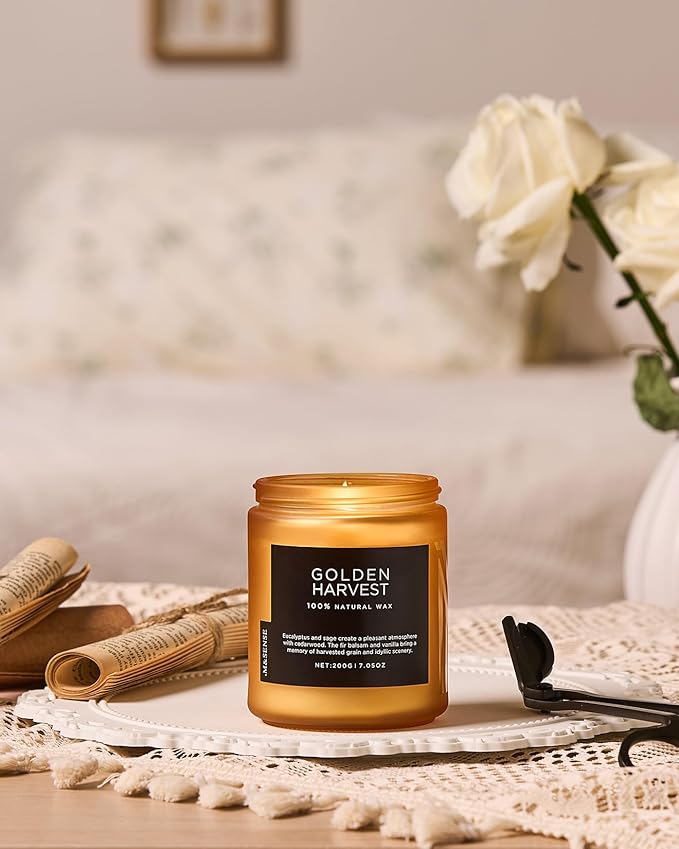 M&SENSE Fall Harvest Highly Scented Candle, All Natural Soy Wax 2 Cotton Wick 7.05oz 50 Hours Slow Burning Candle Gifts for Birthday Holiday, Decorative for Home