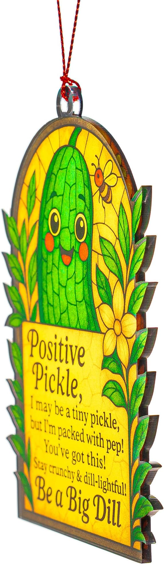Christmas Ornament Positive Quotes for Pickle Gifts for Women, Men – Inspirational Suncatcher with Uplifting Quote, Emotional Support Gift for Mom, Teacher, Friend – Birthday, Christmas