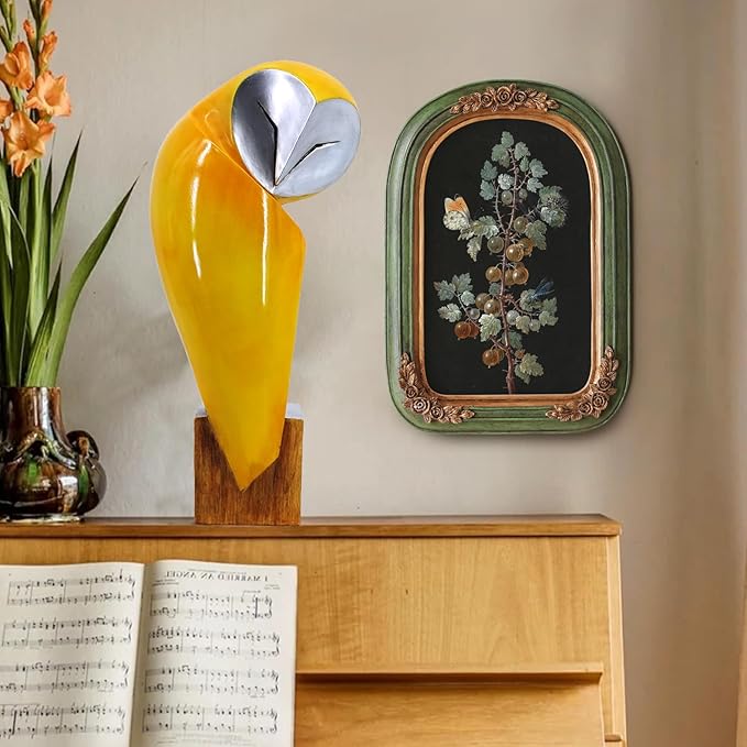 15 Inch Owl Statue for Home Decor Accents Office Decor, Handmade Owl Sculpture for Bookshelf Decor, Bookshelf Desktop Mantel Cabinet Living Room Bedroom Decorations