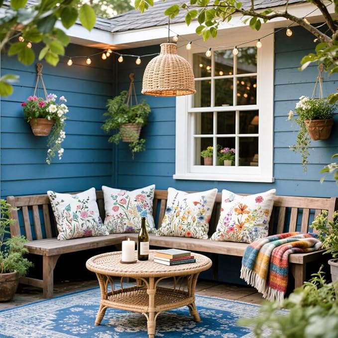 Cirzone Waterproof Outdoor Pillow Covers 18x18 Inch Set of 4 Summer Spring Floral Throw Pillow Covers Spring Outdoor Decor for Patio Furniture Garden Sofa