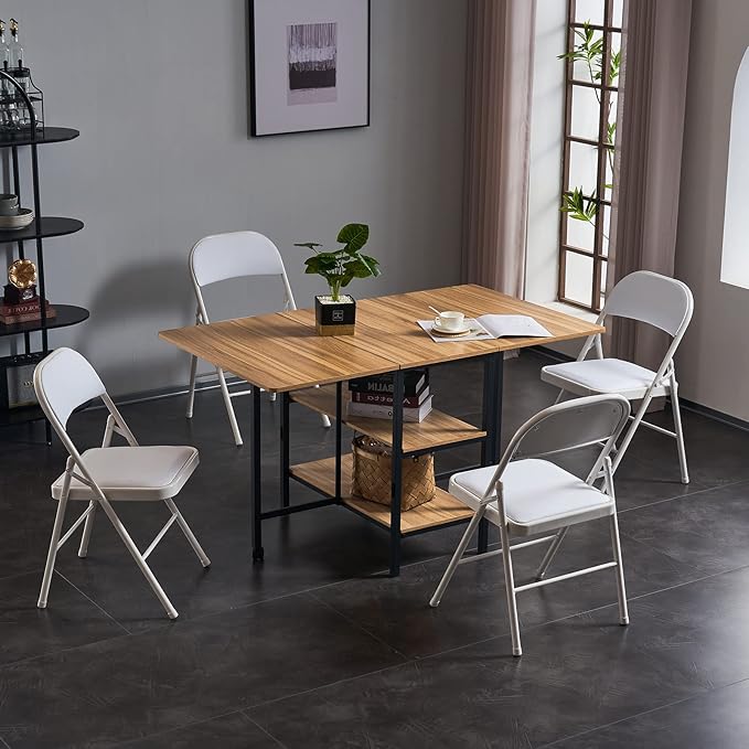 Karl home 8 Pack White Folding Chairs with Padded Seats for Outdoor & Indoor, Portable Stackable Commercial Seat with Steel Frame for Events Office Wedding Party, 330lbs Capacity