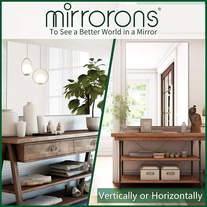 Mirrorons Bathroom Mirror 28"×36", Modern Bathroom Vanity Mirror, Frameless Mirror with Polished Edge for Bedroom, Living Room, Entryway, Shatterproof (Horizontal/Vertical)