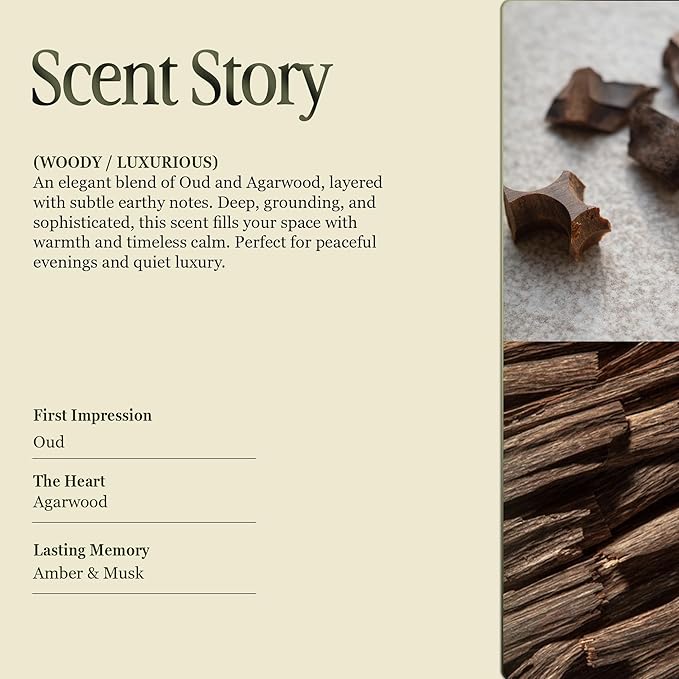 Scented Luxury Candles in Handmade Ceramic Jars, Soy Wax | Woody Wood β Oud & Agarwood, Large Candle | Non Toxic, 2 Wicks, Reusable Big Olive Green Jar | Natural Spring Aromatherapy for Women & Men