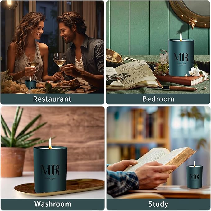 Scented Candle Gifts Set - Men Candle Set, Scented Candles for Home, Gifts for Men Aromatherapy Gift Set, Ideal for Dad Fathers Day Husband Boyfriend (Smoke & Vanilla)