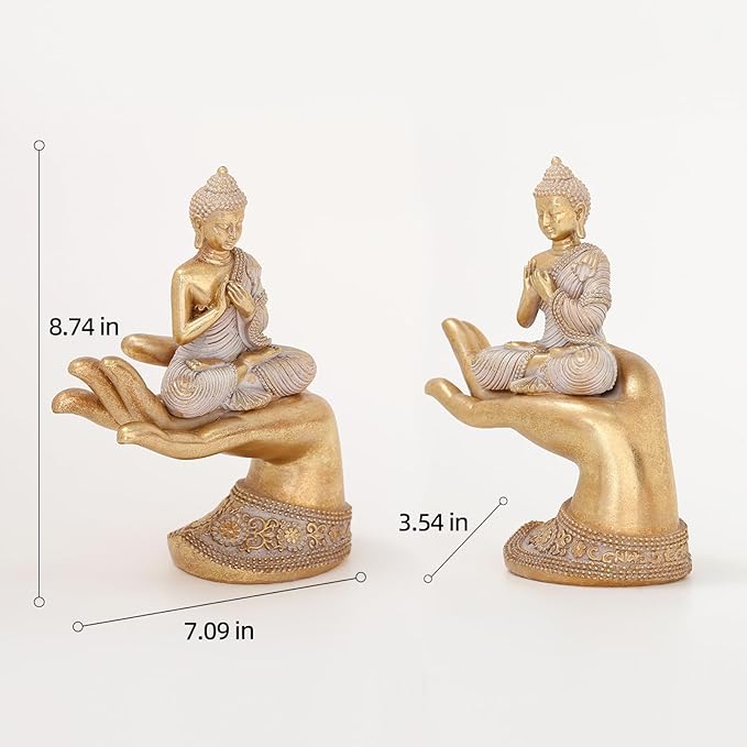 Buddha Statue for Home Decor Gold 8.7"- Buddha Statues for Zen Decor - Buddha Statue Large for Spiritual-Buddha Decor for Living Room-Buda–Indoor Buddha Gift for Relaxation, Meditation or Shrine