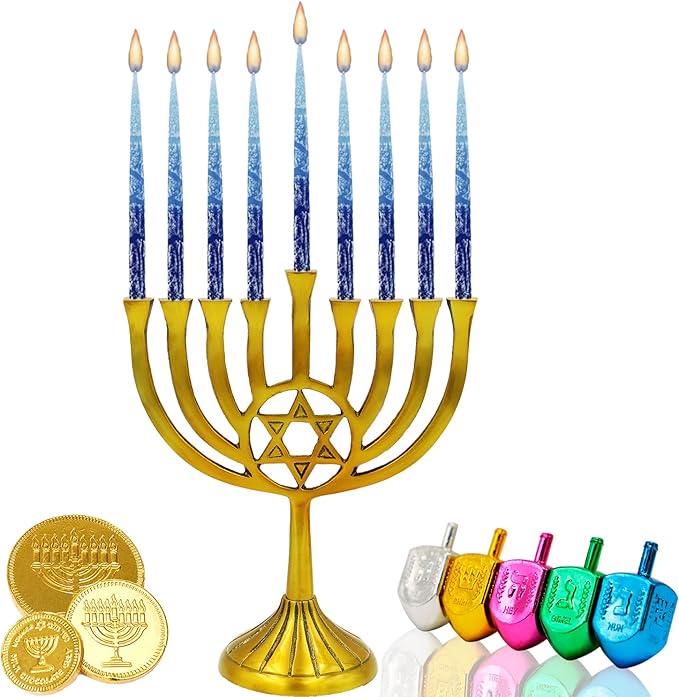 The Dreidel Company Hanukkah Candles Multi Blue Hued Frosted Deluxe Tapered Candles (Single-Pack)