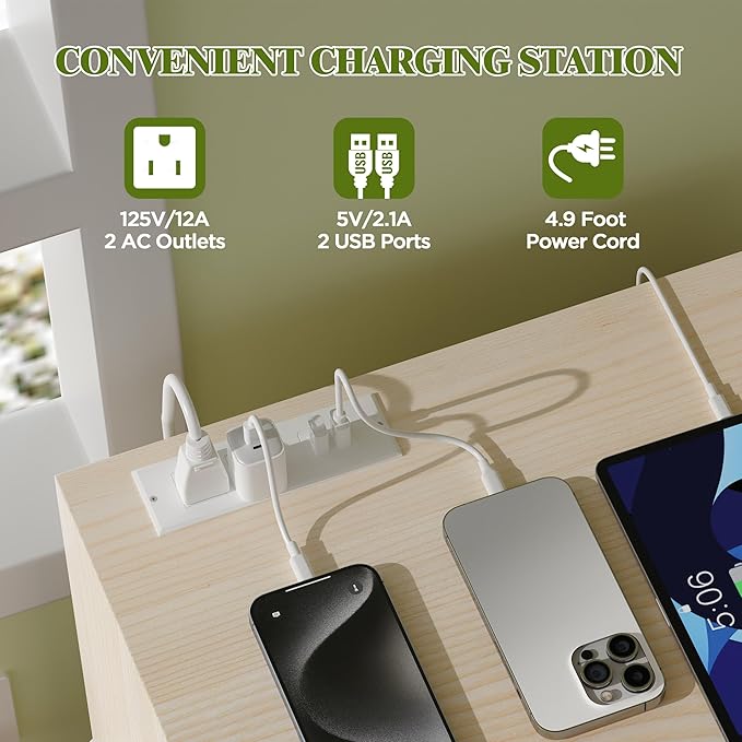 Fluted Nightstand with USB Charging Station, 3 Drawer Dresser Wood Modern Night Stand Bedside Table with Quiet Drawers & Large Storage End Table for Bedroom (1pcs, Natual)