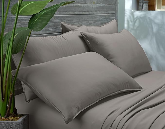 Full Sheets by Pure Bamboo, Genuine 100% Organic Viscose Derived from Bamboo Bed Sheet Set, Luxuriously Soft & Cooling, Double Stitching, Lifetime Quality Promise (Full, Graphite)