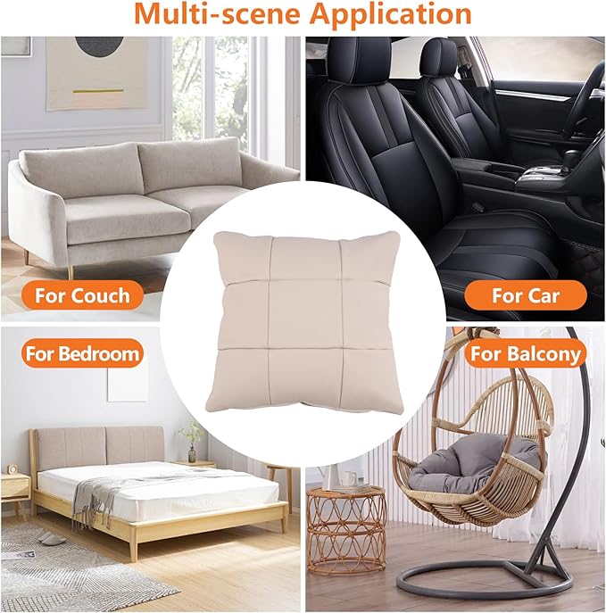 Kidol & Shellder Genuine Leather Throw Pillow Cover 18x18 Modern Solid Lumbar Pillow Covers-Luxury Pillowcases for Couch Sofa Bed-Soft Durable Decorative Cushion Case with Hidden Zipper(Barley Beige)
