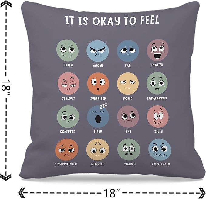 Counseling Office Must Haves Throw Pillow Cover, Calming Corner, Mental Health Pillowcase Decor for Home Kids,Mental Health Counselor Gifts, Calming Corner Pillow Covers 18x18 Grey