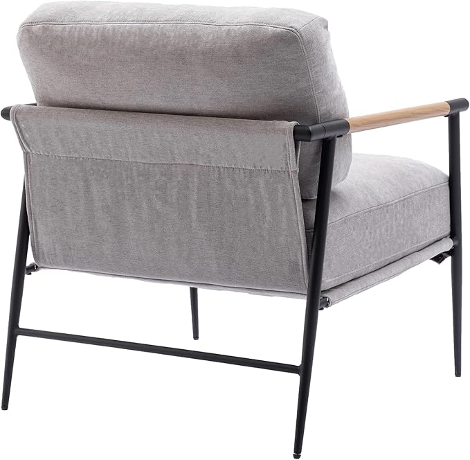 DUOMAY Mid-Century Modern Accent Chair Armchair Set of 2, Soft Linen Fabric Sofa Lounge Chair Reading Chair with Metal Leg for Living Room Bedroom Office, Grey