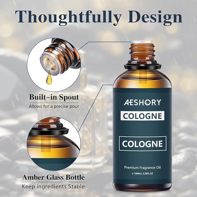 Cologne Fragrance Oil 3.38FL.OZ - Aromatherapy Essential Oils for Diffusers for Home, Cologne Scented Oils for Massage, Soap Candle Making Scents - 100ML
