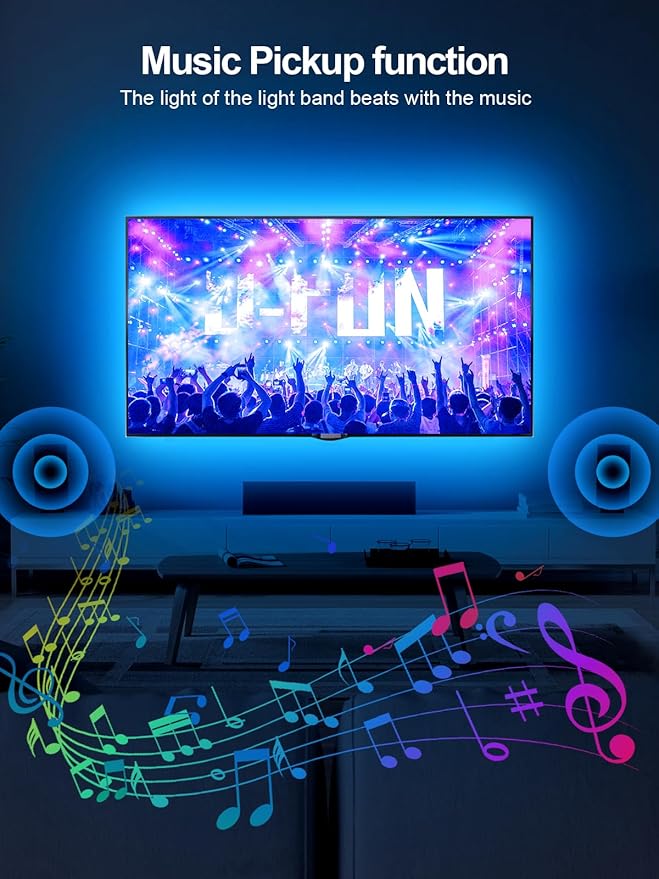 TV Lights Behind, 19.68ft LED Lights for 55-85 Inch TV, RGB TV Backlight, Music Sync Bluetooth APP and Remote Control Strip Lights USB Powered for Bedroom Gaming Room Decor
