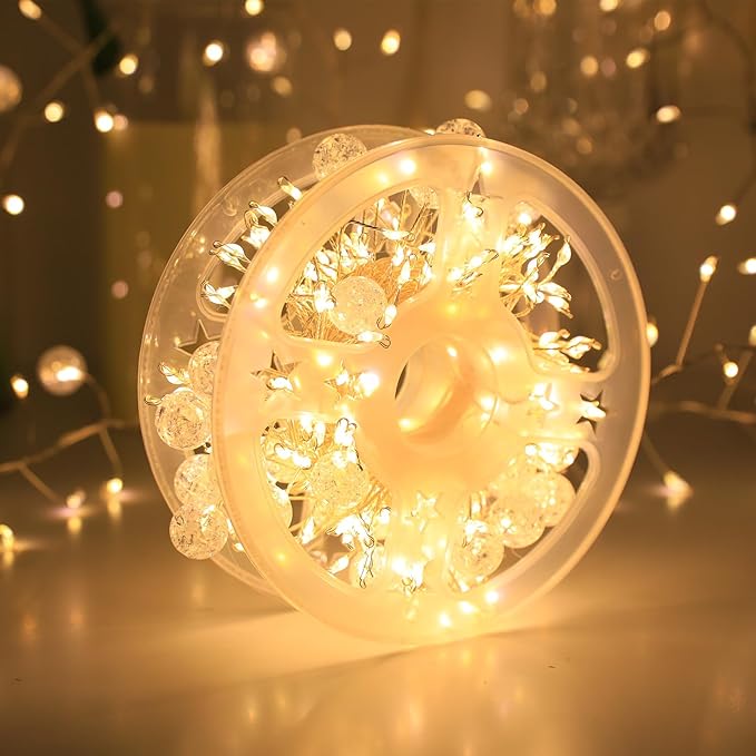 Battery Powered Fairy Lights with Remote, 200Led Cluster Lights Christmas Twinkly Globe String Lights for Christmas Tree Waterproof Copper Wire Firecracker Light for Bedroom Indoor Decoration