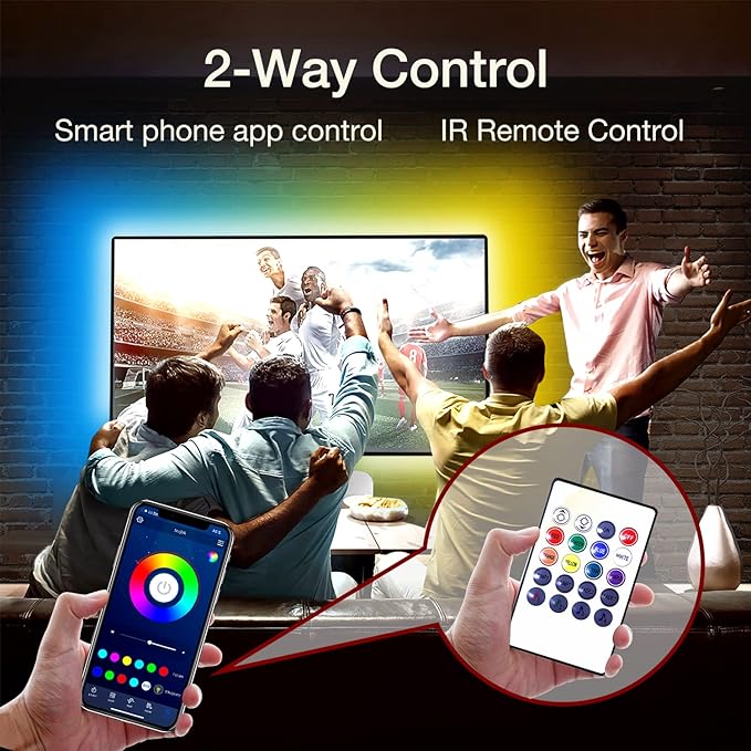 DAYBETTER LED Lights for TV, 9.8ft LED Strip Lights for TV 32-55 Inch, RGB TV LED Backlight, Music Sync Bluetooth APP and Remote Control TV Light Behind, USB Powered TV Lights, Gaming Room Decor