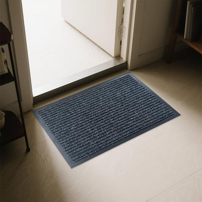 Front Door Mat,2'x4'Indoor Outdoor Door Mat,Heavy Duty Durable Welcome,Commercial Floor Mats Inside Outside Entrance, Waterproof All-Season, All-Weather Non Slip Backing Doormat for Entryway,Black