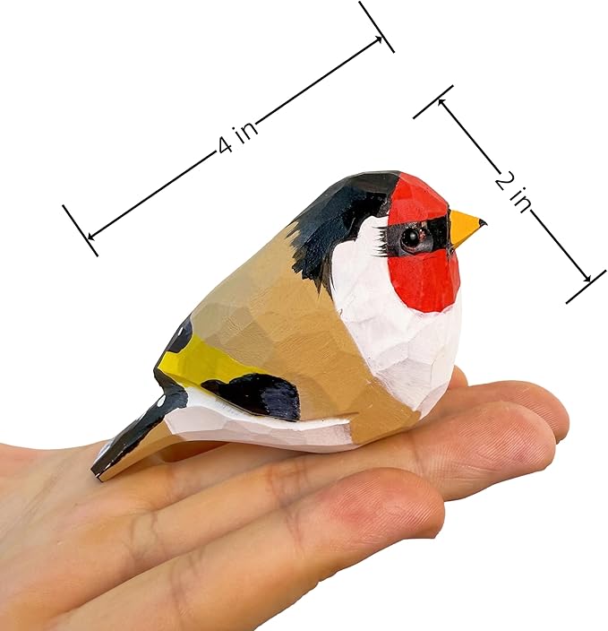 Wooden Bird Figurines Funny Desk Accessories Hand Carved Wood Decorative Small Birds Animal Miniature Statues Ornament for Home Room Decor (Black Beige)
