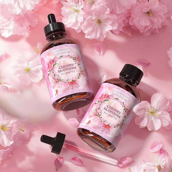 Cherry Blossom Essential Oil 4 Fl Oz (120ml), Pure & Natural Cherry Blossom Oil, Aromatherapy Essential Oils for Diffuser, Candle Making, Room Spray Diffuser Oils, Scented Oil Gift for Women