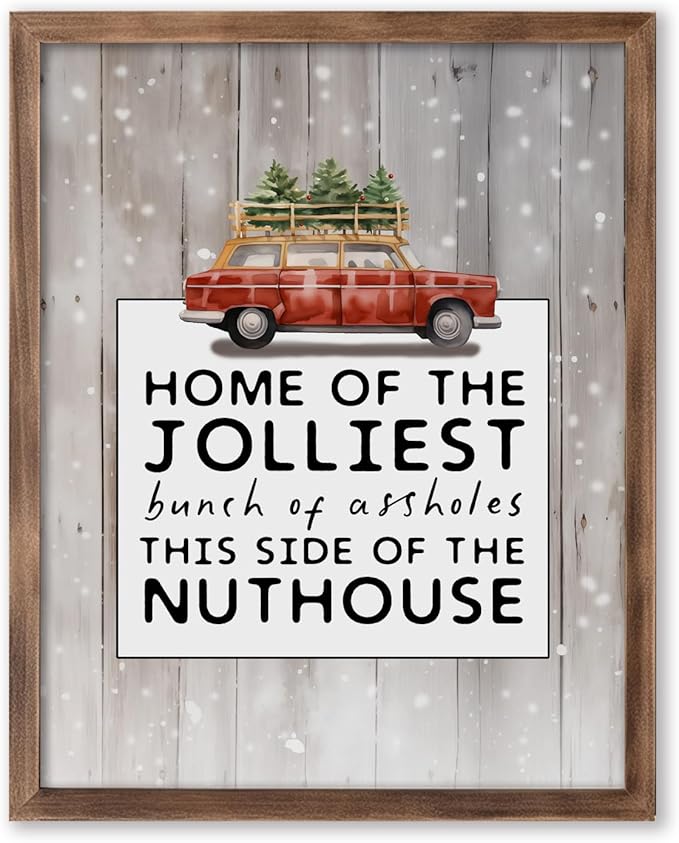 Home of the Jolliest Bunch of Sign, Vintage Christmas Wall Art, Funny Christmas Print, Christmas Wall Decorations, Holiday Decor, Vacation Print