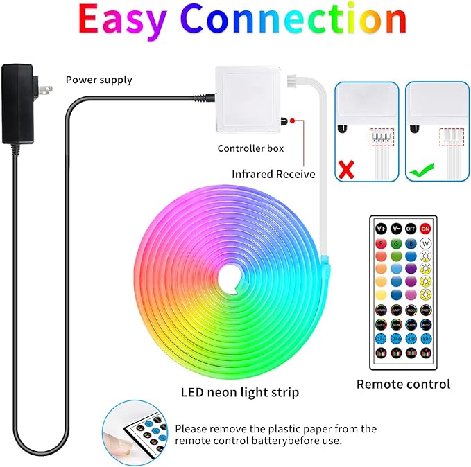 66FT Led Neon Rope Lights Control with App/Remote,Flexible Led Rope Lights,Multiple Modes,IP65 Outdoor RGB Neon Lights Waterproof,Music Sync Gaming Led Neon Strip Lights for Bedroom Décor