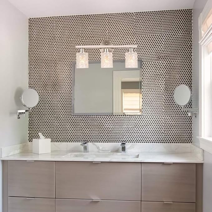ALICE HOUSE 20.5" Vanity Lights, 3 Light Wall Lighting, Brushed Nickel Finish Bathroom Lights Over Mirror, Bathroom Lighting, ETL Listed, AL9082-W3