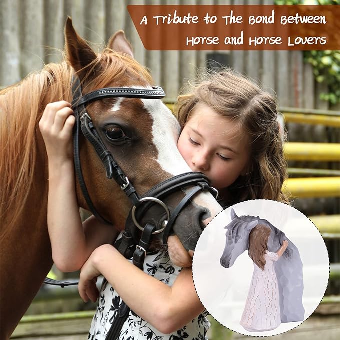 Truly a Friend Guardian Angel Statues, Sculpted Hand-Painted Girl Embracing Horse Figurines, Horse Lover Gifts, Cowgirls Gifts, Horse Loss Remembrance Gifts