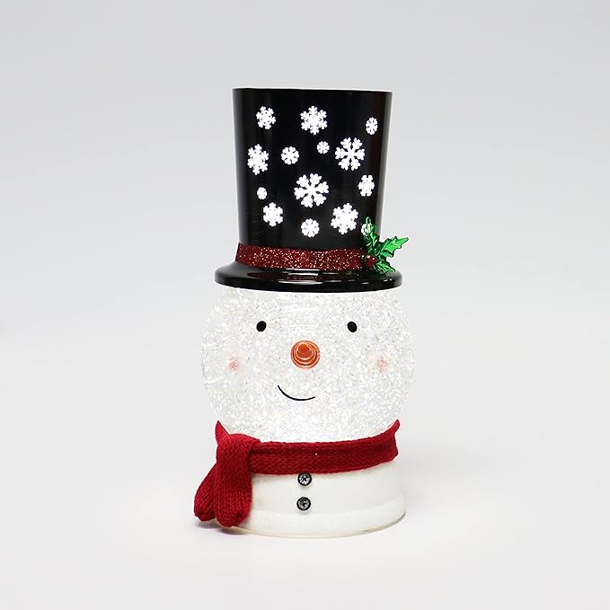 Christmas Tabletop Decor, Snow Globe Water Spinning LED Lighted Snowman, Battery Operated (not Included) (9.4" H x 5.5" W x 4.8" D) by Moments in Time