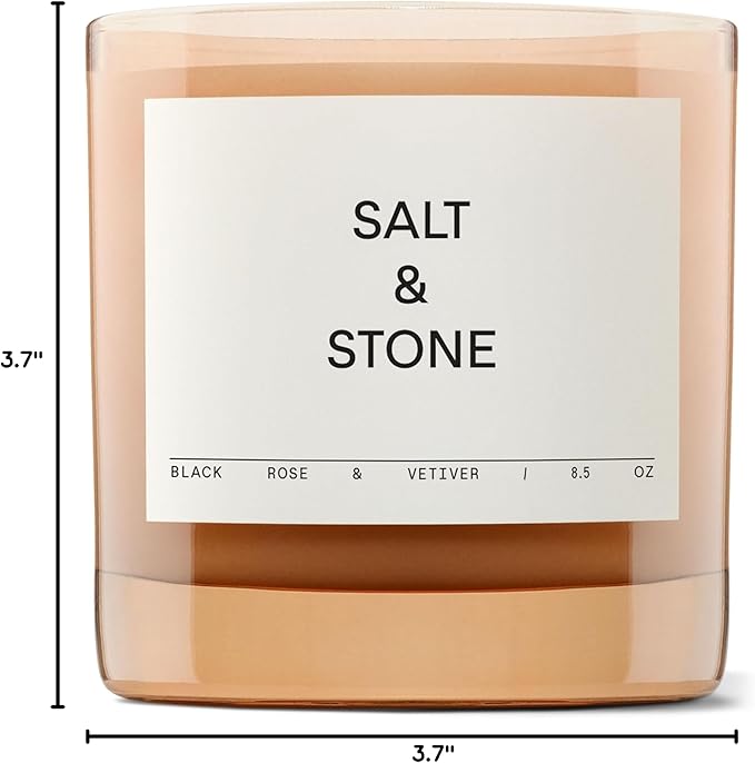 SALT & STONE Scented Candle for Women & Men | Hand-Poured, Aromatic & Fragrant | Coconut & Soy Blend Wax | 100% Cotton Wick | Long-Lasting 50 Hour Burn Time (8.5 oz) (Black Rose & Oud)
