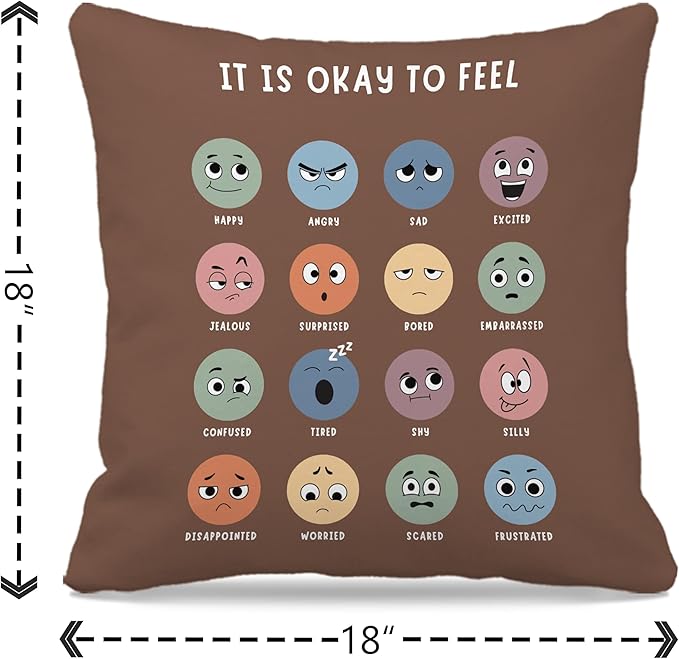 Nogrit Counseling Office Must Haves Throw Pillow Cover, Calming Corner, Mental Health Pillowcase Decor for Home Kids,Mental Health Counselor Gifts, Calming Corner Pillow Covers 18x18-892