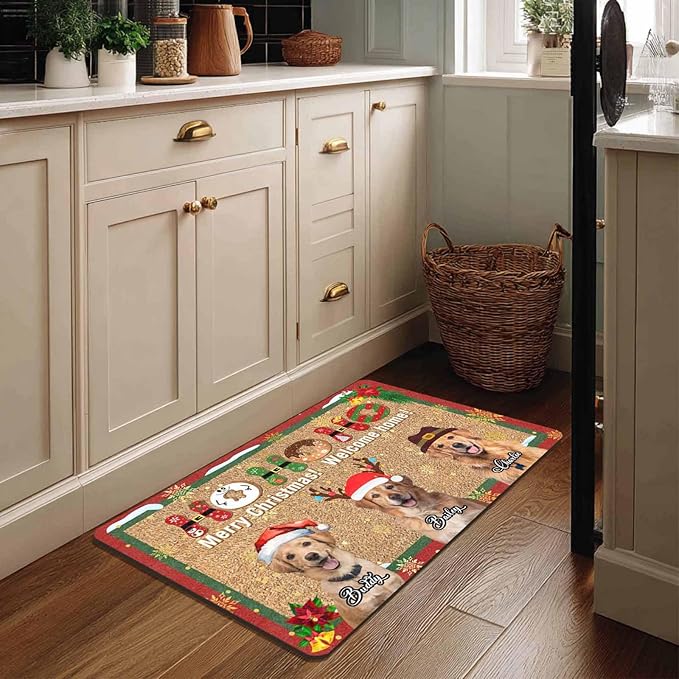 Custom Christmas Name Door Mat for Family, Personalized Christmas-Decor Indoor, Custom Merry-Christmas Door Mat, Christmas Decor Gifts Customized