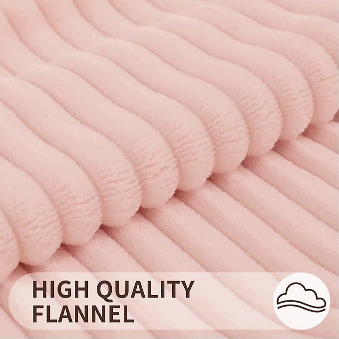 Simmore Decorative Fall Throw Pillow Covers 20x20 Set of 2, Soft Plush Flannel Double-Sided Fluffy Couch Pillow Covers for Sofa Living Room, Pink
