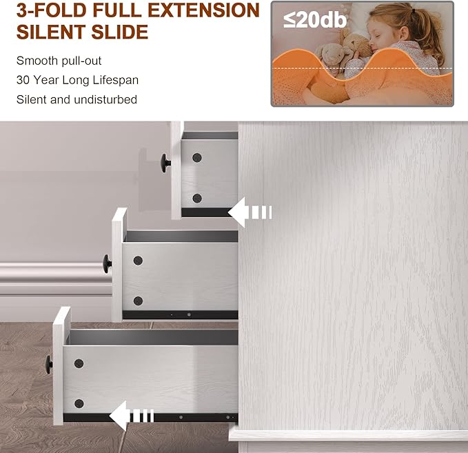 HIFYOBRO 3 Drawers End Table with Flip Top Charging Station, Type-C & USB Port & Power outlets, Wooden Storage End Table, Side Table with Storage for Living Room and Bedroom
