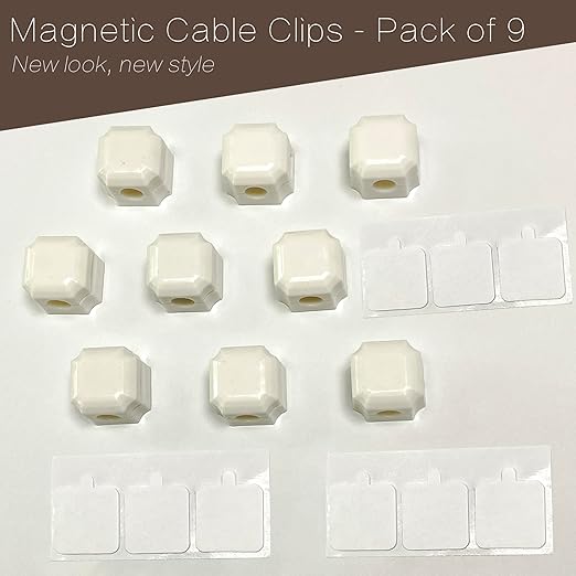 9pcs Magnetic Cable Clips - FonPeak Ultra-Adhesive Desk Cable Management Clips, Cord Organizer for Max 7.5mm/0.3 inches Cables, Suit for Desktop, Nightstand, Home, Office, Car, and Wall