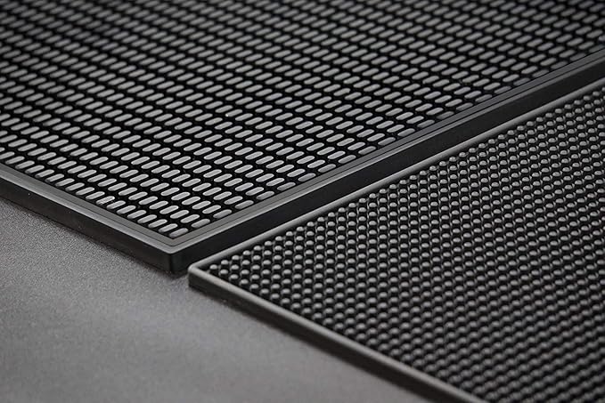 Highball & Chaser Premium Bar Mat 18in x 12in 1cm Thick Durable and Stylish Service Bar Mat for Spills, Coffee, Bars, Restaurants and Countertop Dish Drying Mat, Glass Drying Mat (Black/Black Border)