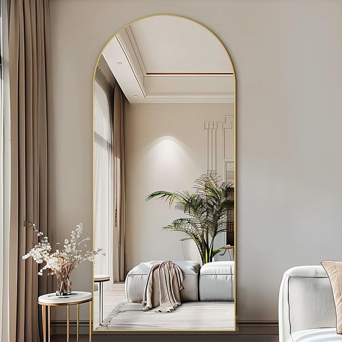 MiryMyst Arched Full Length Mirror, 71"x32" Gold Floor Mirror Free Standing Leaning or Hanging, Full Body Mirror for Bedroom Living Room Gym Cloakroom