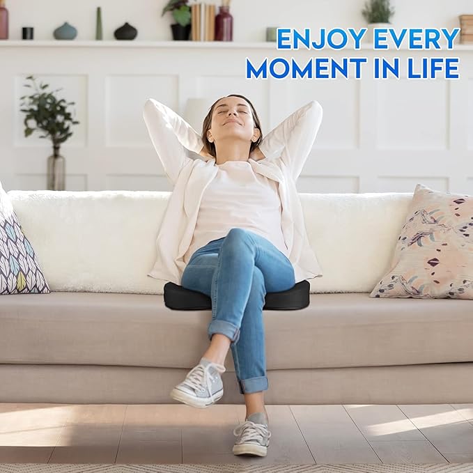 XXLSeat Cushion Office Car Seat Cushion, Memory Foam Cushion for Office Chair, Car Seat, Airplane, Bleacher Non-Slip Chair Pad, Butt Pillow for Desk, Wheelchair, Car (Black)