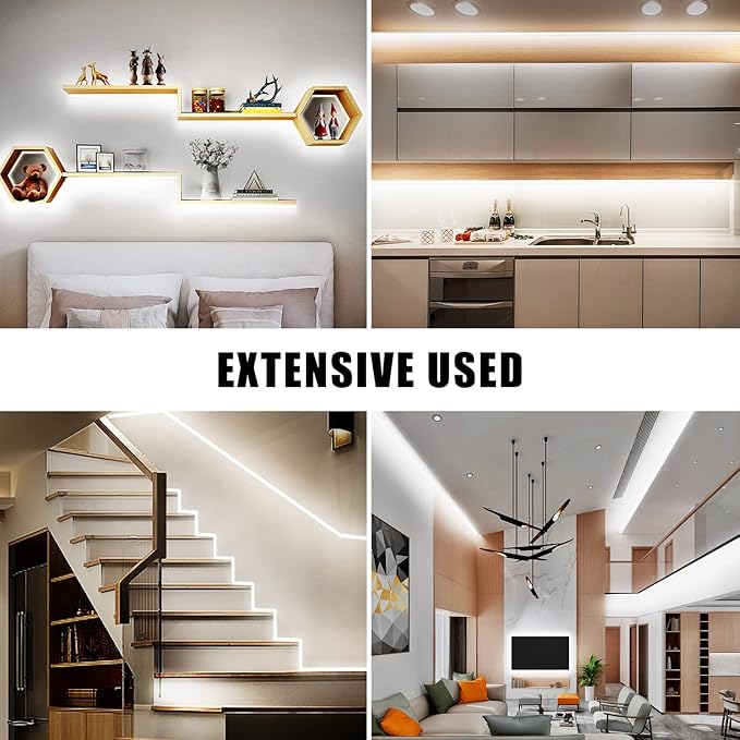 32.8ft 6500K White COB Led Strip Light with RF Remote, Dimmable Ultra Bright Daylight White COB Light Strip, Indoor Led Lights for Kitchen, Bedroom, Cabinet, 2 Rolls of 16.4ft