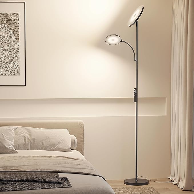SUNMORY Floor Lamps for Living Room, 48W/4200LM Super Bright LED Floor Lamp with Remote Control, 69" Tall Standing Lamp with Stepless Dimmable, Modern Torchiere Reading Lamp for Bedroom, Office