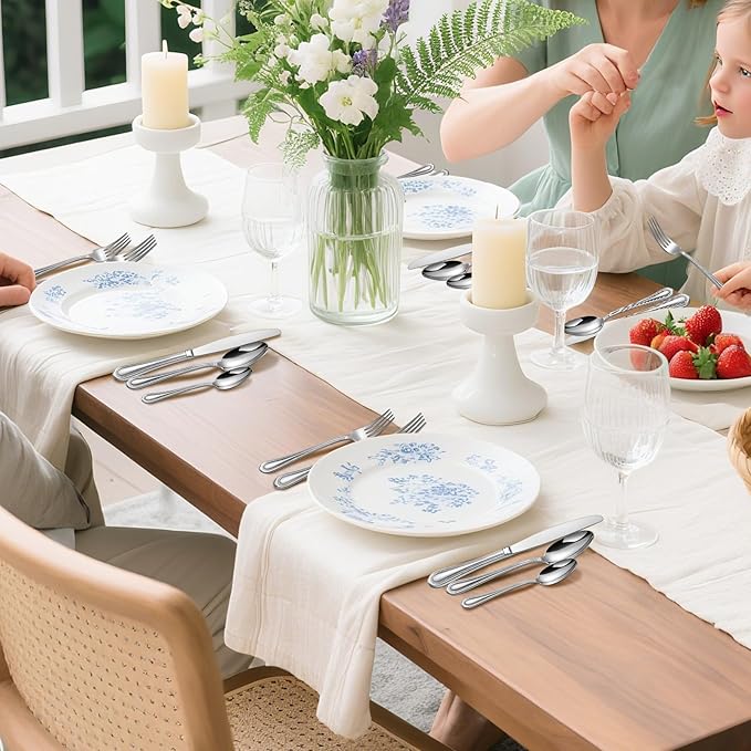 Lazycorner Silverware Set for 4, 20-Piece 18/10 Stainless Steel Flatware Set, Mirror Polished Modern Cutlery Set include Fork Knife Spoon Set(Dishwasher Safe)