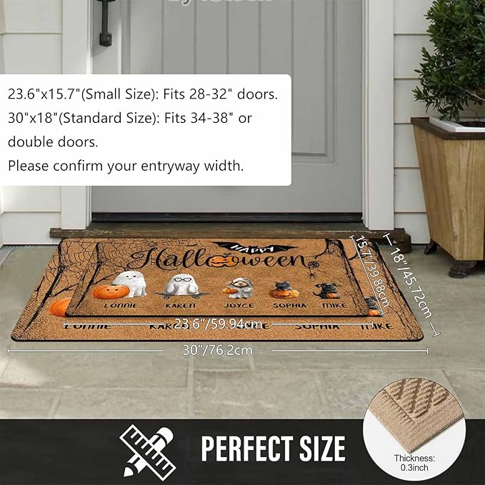 Custom Halloween Name Door Mat for Family, Personalized Halloween Decor Indoor, Custom Doormat, Halloween Decor Gifts Customized Non-Slip Indoor Doormat