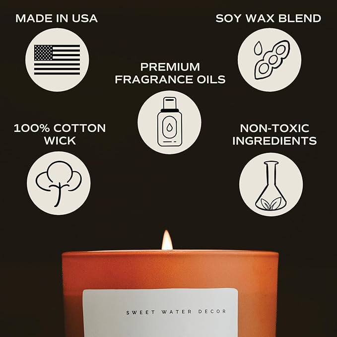 Sweet Water Decor Spiced Apple Cider Soy Candle | Orange, Lemon, and Cinnamon Scented Candle for Home | 15oz Orange Jar, 70+ Hour Burn Time, Made in The USA