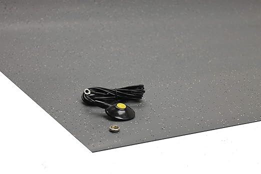 Dissipative,Conductive Anti Static ESD Rubber Floor Mat, Grey Speckled, 3 mil Thick- 36"x 48" (3' x 4')