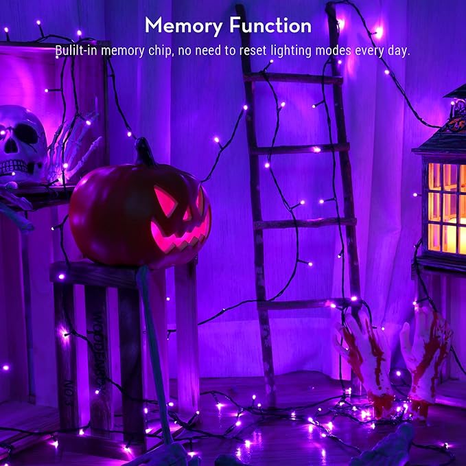 BrizLabs Purple Halloween Lights, 2 Pack 78.74ft 240 LED Halloween String Lights, Plug in Purple Mini Tree Light Connectable, 8 Modes Outdoor Holiday Lighting Waterproof for Tree Home Yard Patio Decor