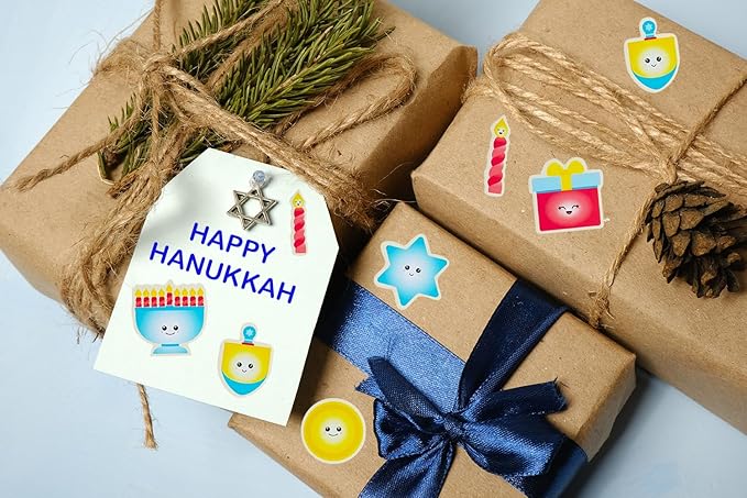 The Dreidel Company Hanukkah Stickers Sticker Pieces, Great for Arts and Crafts, Hanukkah Decoration, Party Favors, 240 Stickers (Style 3)