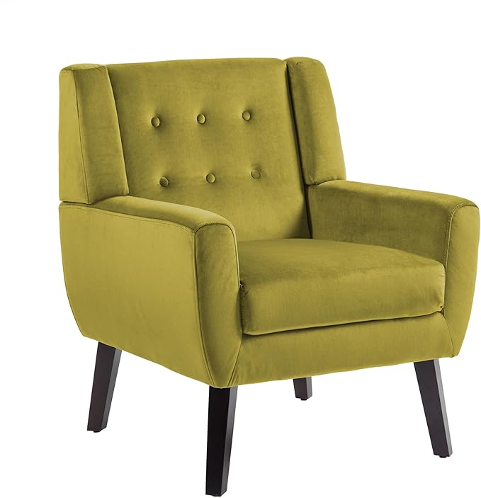 UIXE Accent Chairs Set of 2, Velvet Upholstered Armchair for Living Room, Modern Club Arm Chairs Comfy Single Sofa Button Tufted Bedroom Reading Seat - Green
