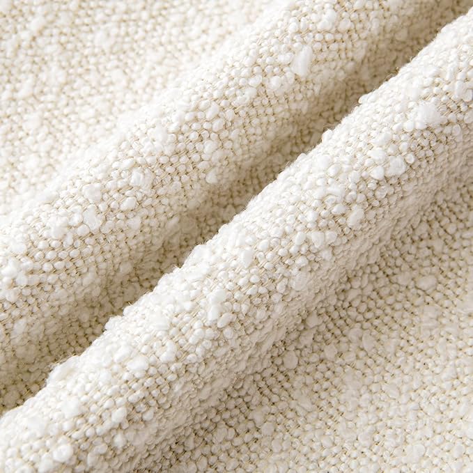 Woaboy Pack of 1 Decorative Boucle Throw Pillow Covers Textured Square Euro Pillowcaes Accent Solid Cozy Soft Cushion Covers Home Decor for Sofa Couch Living Room Bed,24x24 Inch White