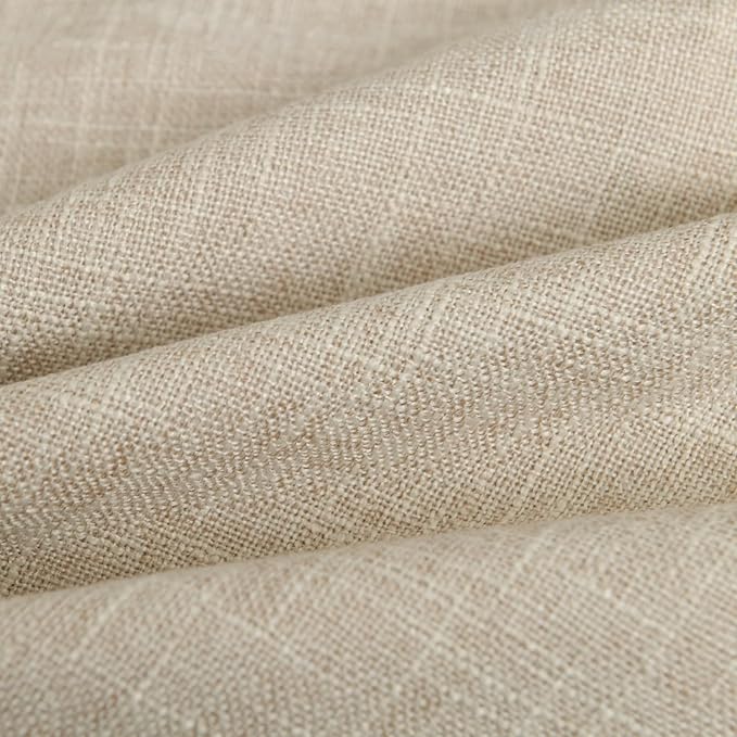 JIUZHEN Beige 20x20 Inch Faux Linen Pillow Covers Set of 2, Neutral Farmhouse Cushion Covers for Sofa Bed, Washed Textured Zippered Pillowcase