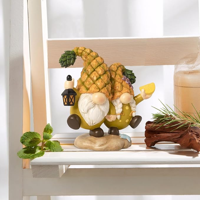 5" Pineapple Gnome Figurines Decor, Pineapple Themed Gifts, Summer Indoor Table Top Desk Shelf Decorations for Home