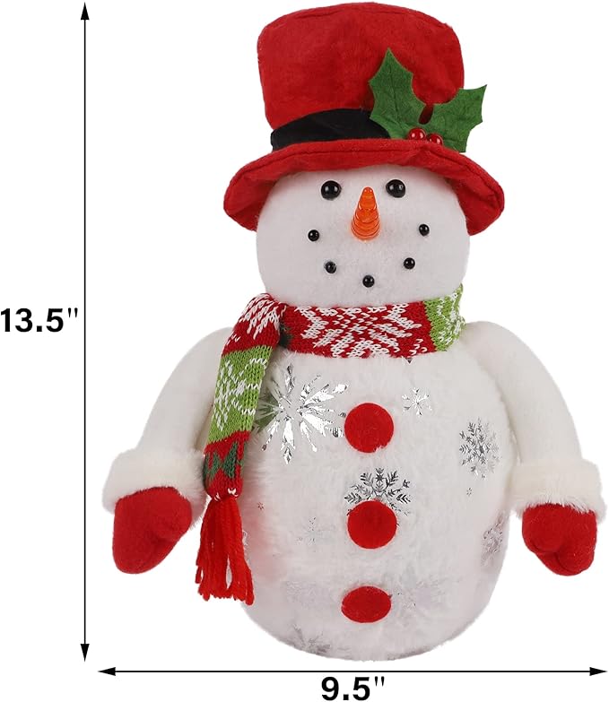 Lighted Christmas Table Decorations, LED Lighting Snowman Tabletop Figurine, Winter Xmas Decor for Home Indoor Kitchen Room Holiday Party